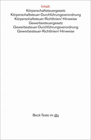 Körperschaft- und Gewerbesteuerrecht: KSt/GewSt | dtv Textausgabe