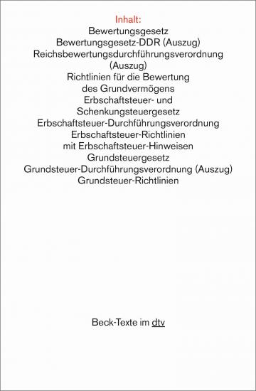 Erbschaftsteuerrecht / Bewertungsrecht / Grundsteuerrecht: ErbSt BewG GrSt | dtv Textausgabe
