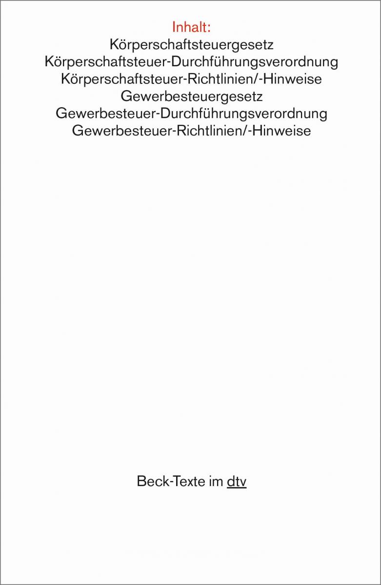 Körperschaft- und Gewerbesteuerrecht: KSt/GewSt | dtv Textausgabe