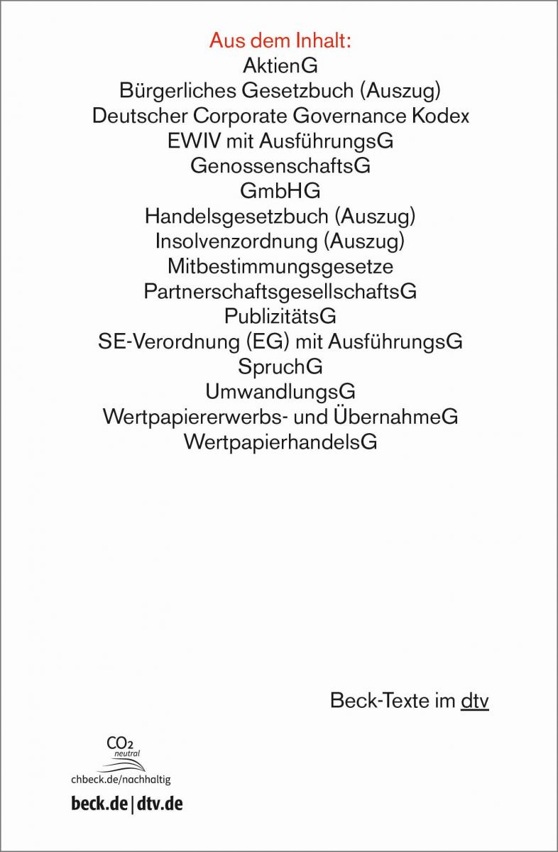 Gesellschaftsrecht: GesR | dtv Textausgaben