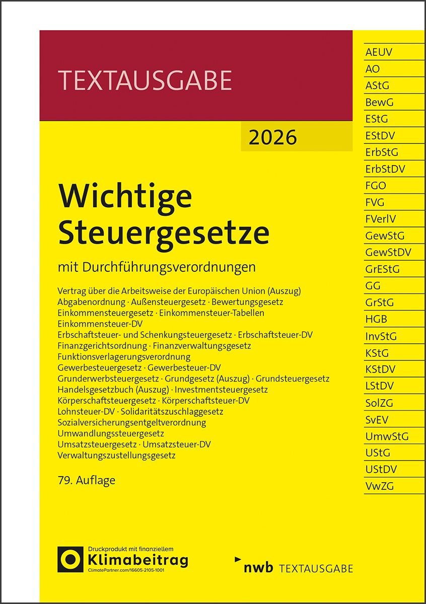Wichtige Steuergesetze | NWB Textausgabe